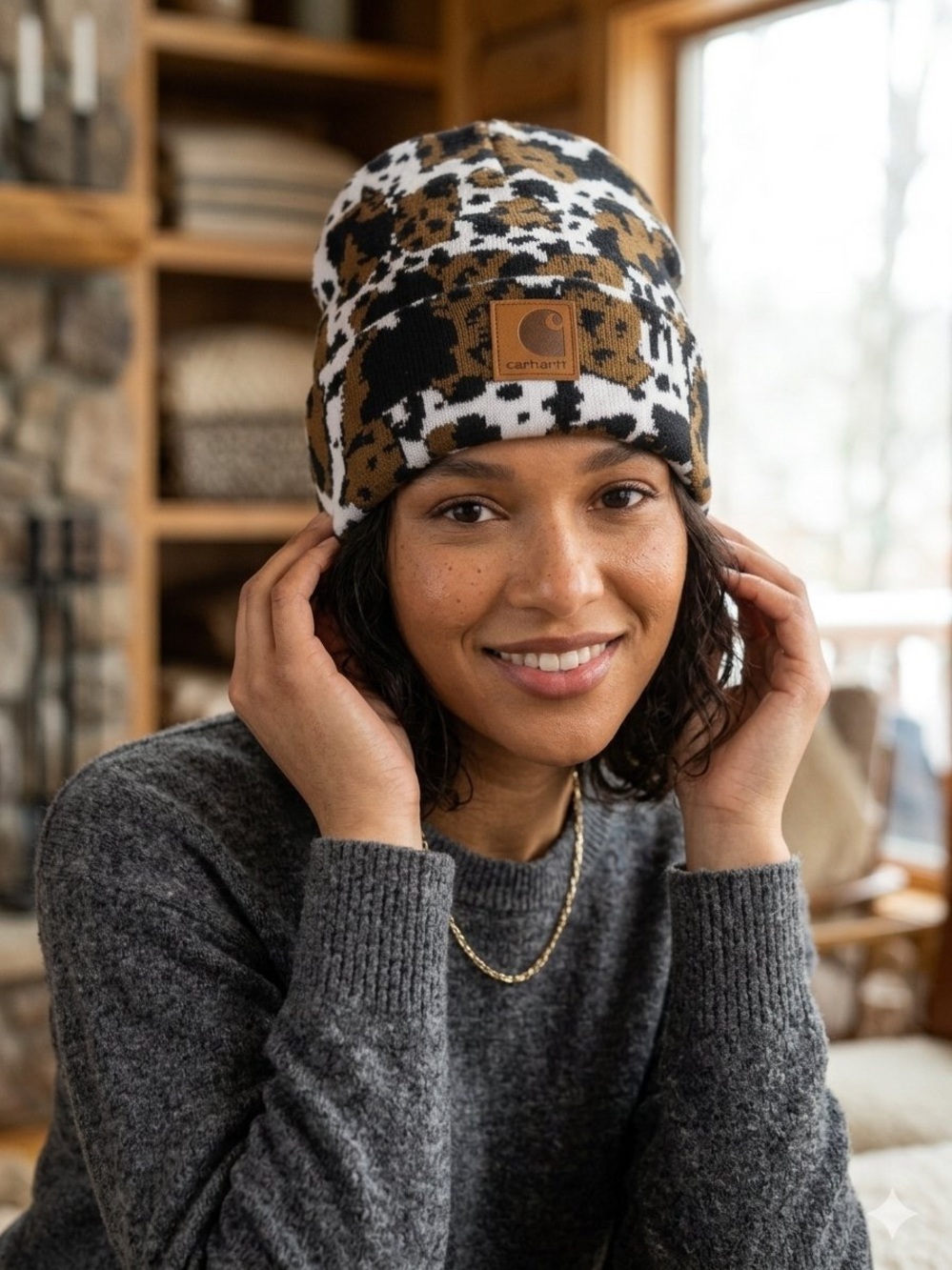 Carhartt Cow Print Cuffed Beanie